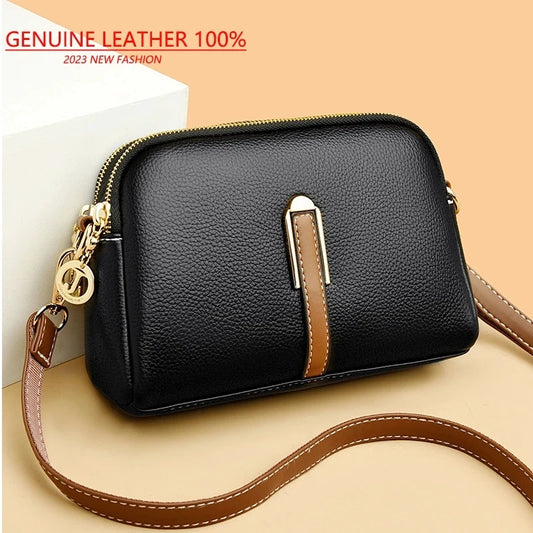 Genuine Leather Shoulder bag Women Handbag Designer Cowhide Flap Bag