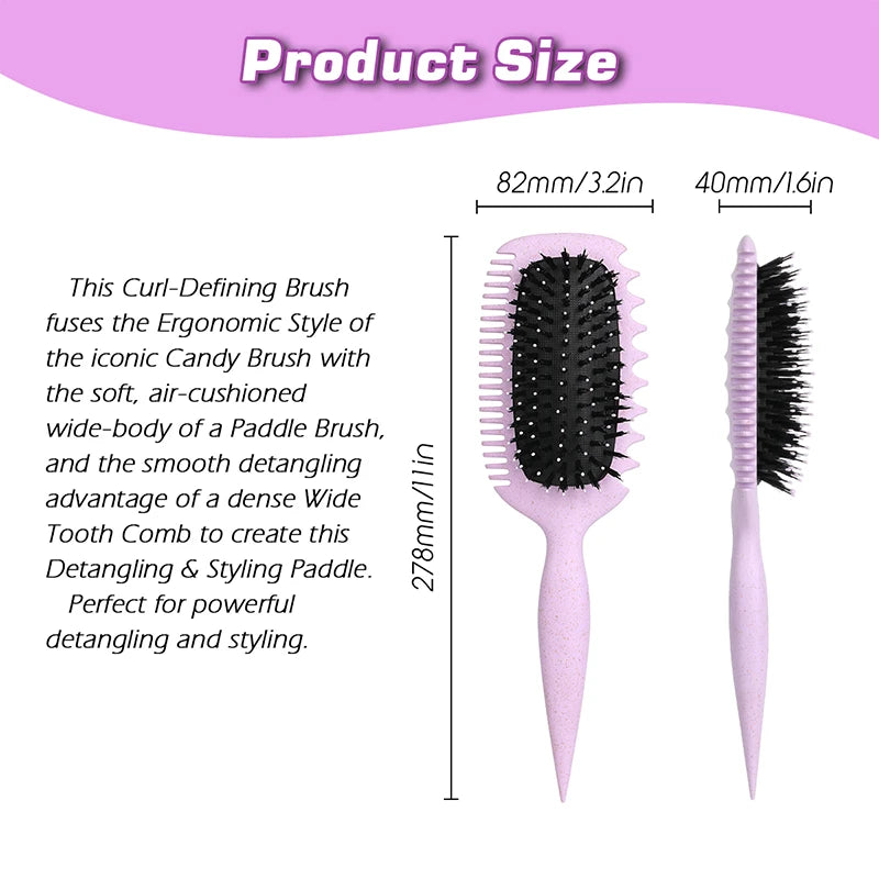 Curl Defining Brush Curl Hair Define Styling Brush for Combing and Shaping Women's Curls to Reduce Pulling