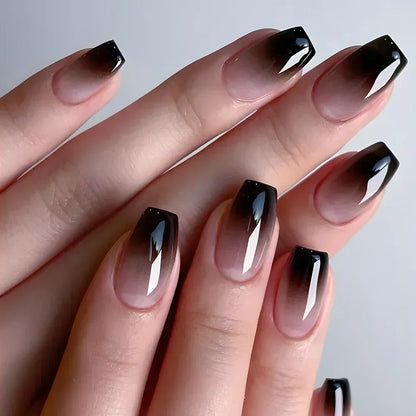24Pcs French Tip  Press on Nails Short Coffin False Nails Simple Wearable Fake Nails Frosted Full Cover Press on Nail Tips Art