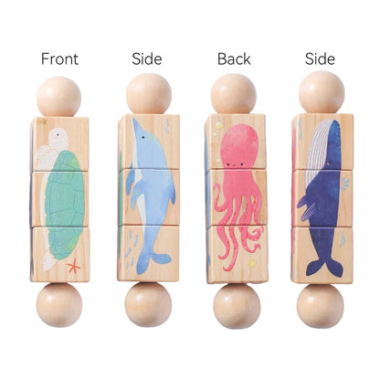 Baby Wooden Rattle Montessori Toy Hand Bell Hand-on Develop Ability Toy Baby 0 12 Months Animal Rotating Puzzle Educational Toy