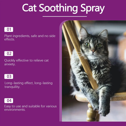 Cat soothing Spray Stress Relief Spray for cat Calming Solution Scratch Prevention Natural Plant-Based Acts Quickly 60ml