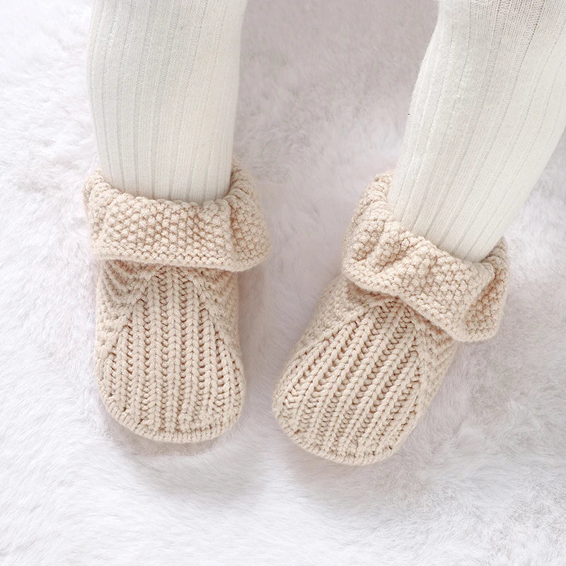 Newborn Baby Shoes Knitted Infant Girl Boy Boots Fashion Ruffles Slip-on Toddler Kid Footwear 0-18M Handmade Clothes Accessories