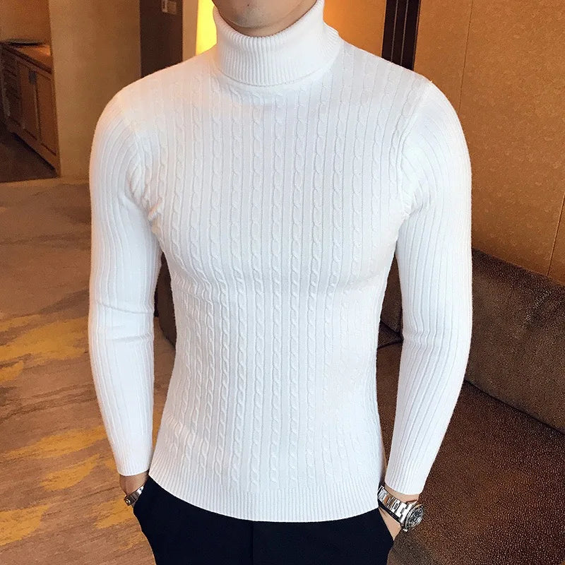 Winter High Neck Thick Warm Sweater Men Turtleneck Brand Mens Sweaters