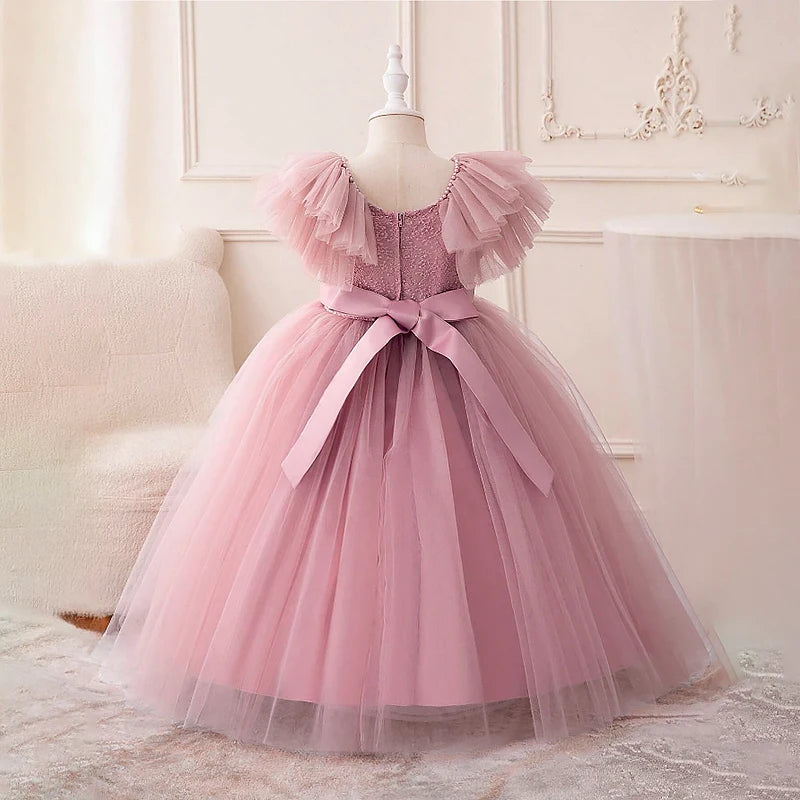 Princess Lace Dress for Kids Flower Lace Dresses 3-8Yrs Girl Banquet