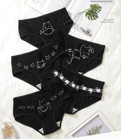 5Pcs/set Cotton Cartoon Cute Panties Girls' Short Underwear For Women Ladies Pantys Female Cosy Briefs Sexy Lingerie M-XL