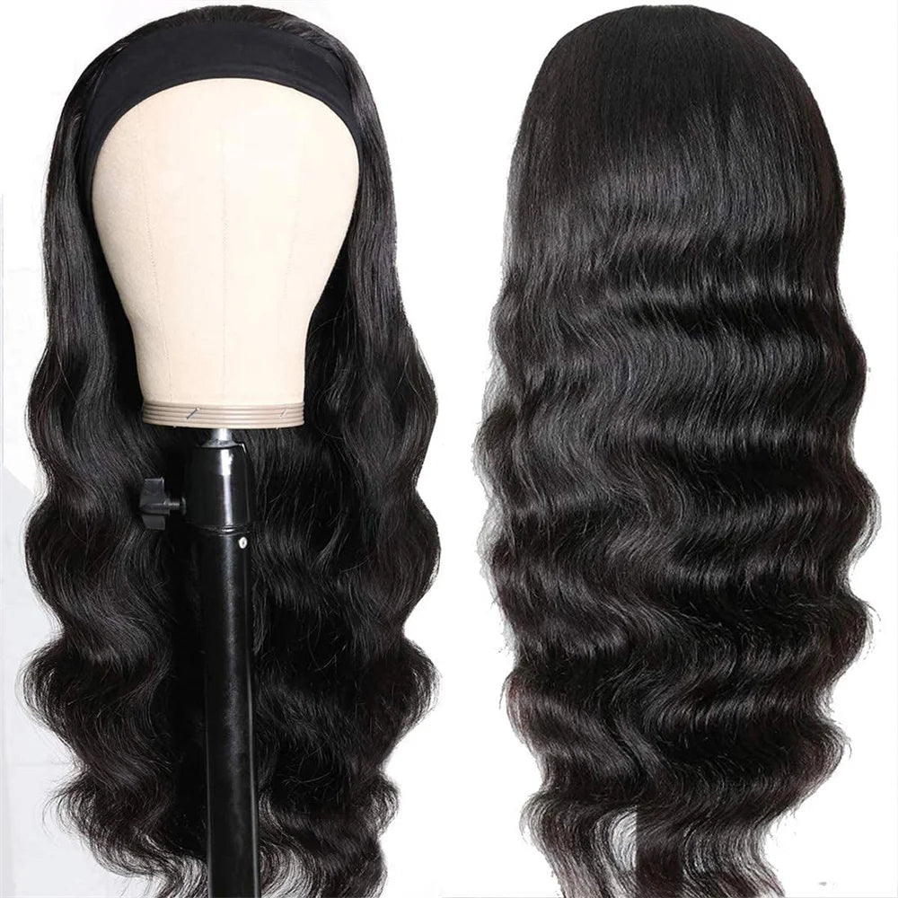 Body Wave Headband Wig Human Hair Wigs For Black Women Brazilian Full Machine Made Natural Color Wigs 150% Density