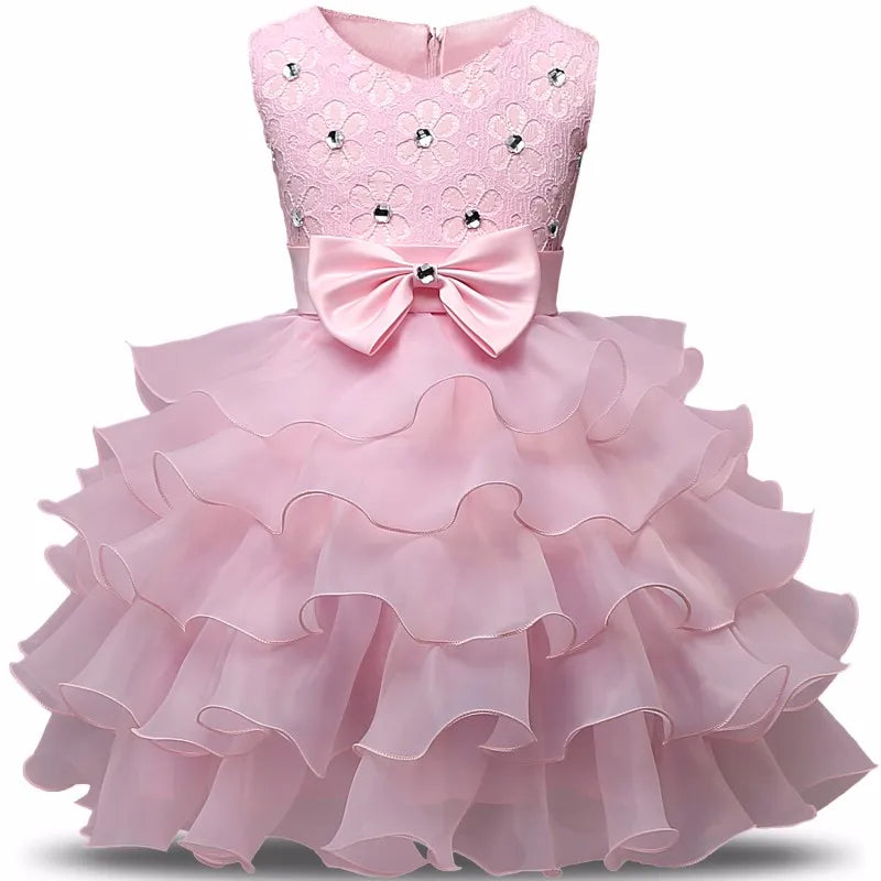 Girl Christening Dress Baby Girls First Birthday Party Dress Infant Baptism Costume Kids Dresses