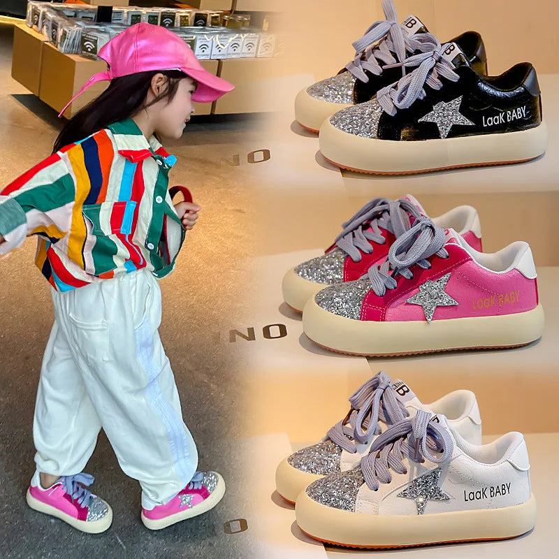 Girls Glitter Board Shoes Fashionable Sports Shoes Versatile Kids Shoe for Girl Toddler Boy Shoe Casual Shoes Tenis Кроссовки