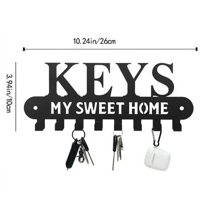 Elegant Black Metal Wall - Mounted Key Holder Hooks: An Exquisite Artistic Iron Coat Rack Ideal for Entryway and Kitchen Decor