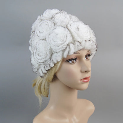 2025 Hot Sale Women Winter Fur Hat Scarf Sets Natural Warm Real Rex Rabbit Fur Cap Scarves Lady Knitted Genuine Fur Hats Muffler