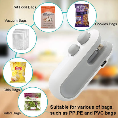 Mini Heat Bag Sealing Machine Plastic Bag Sealer Package Sealer Food Sealer Clip Bag Handheld Sealer Food Packaging Heat Sealer