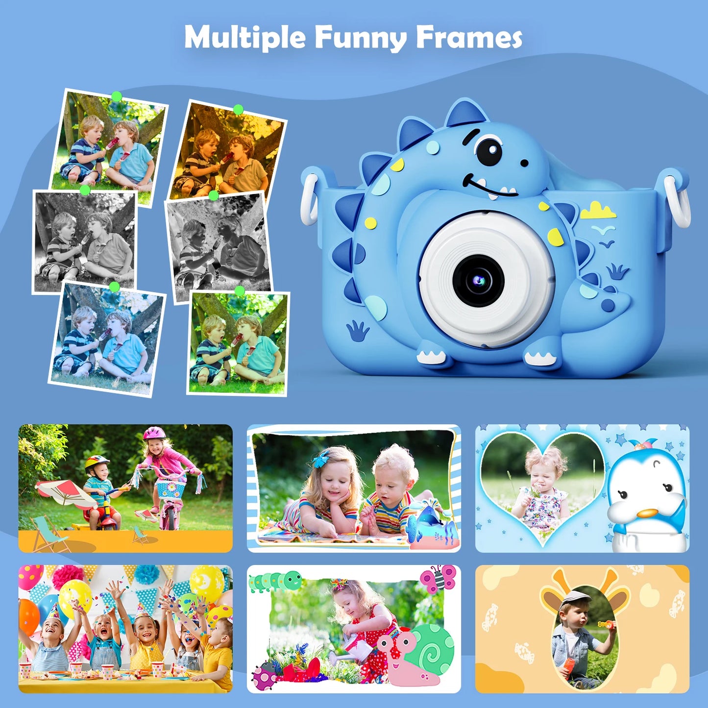 Mini Kids Cameras Cute Digital Children Camera With 32G Card Educational Toys 1080p HD Video Shooting For Baby Birthday Gifts