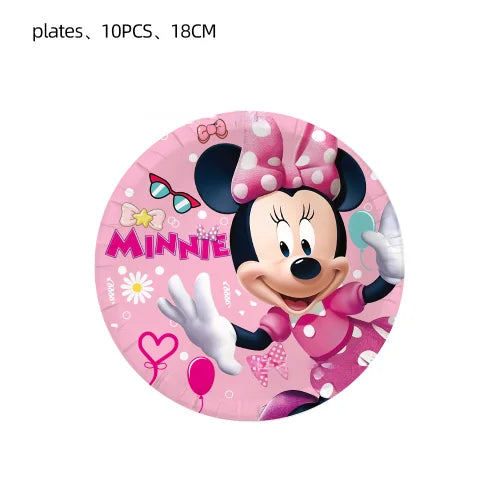 Minnie Mouse Party Decoration Disposable Tableware Minnie Cup Plate Balloon For Girls Baby Bath Birthday Party Supplies