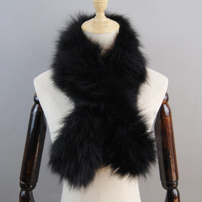 2025 New Knit Real Fox Fur Lady Fashion Neckerchief Scarves Women Real Fur Bandana Women Winter Warm Natural Fox Fur Scarf Ring
