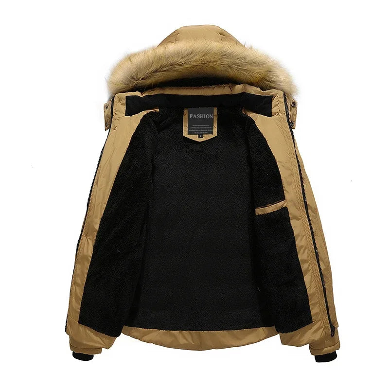 Fur Collar Hooded Parka Down Jackets Outerwear Thick Male Warm Overcoat Wool Liner Coat Winter New Men Warm Cotton Jacket Coats