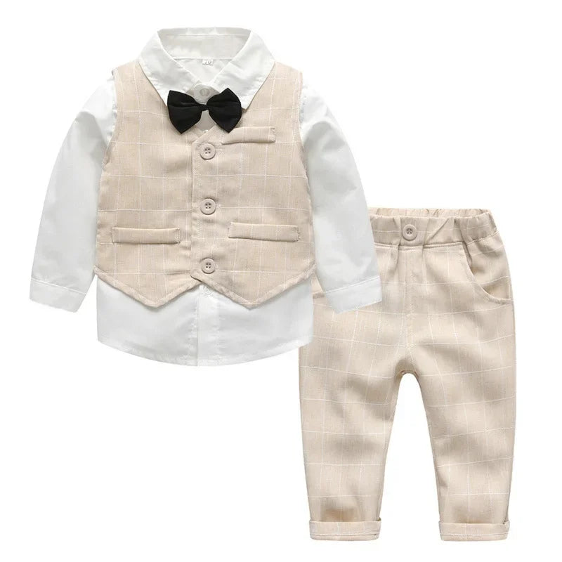 Boys Suits Clothes For Wedding Formal Party clothes Striped Baby Vest Shirt Pants Kids Boy Outerwear Clothing Set