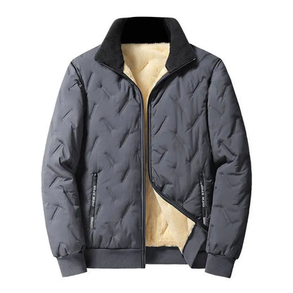 Thick Wool Lining Men Jacket Thickened Fleece-Lined Warm Hooded Plush Coat Thickened Sheep Fleece Stand Collar Warm Winter Coat