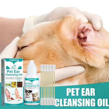 30ml Dog Ear Cleaning Remove Mites Cat Ear Deodorant Oil Soothe Discomfort Cat Ear Wash Set Anti-ticks for Pet Cleaning Supplies