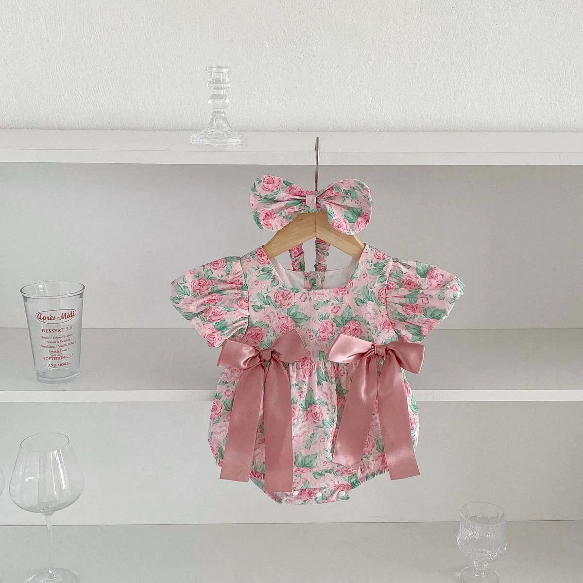 [Free Headband] Baby Romper Sweet Flower Jumpsuit Sweet Princess Baby Clothes 0-24 Months