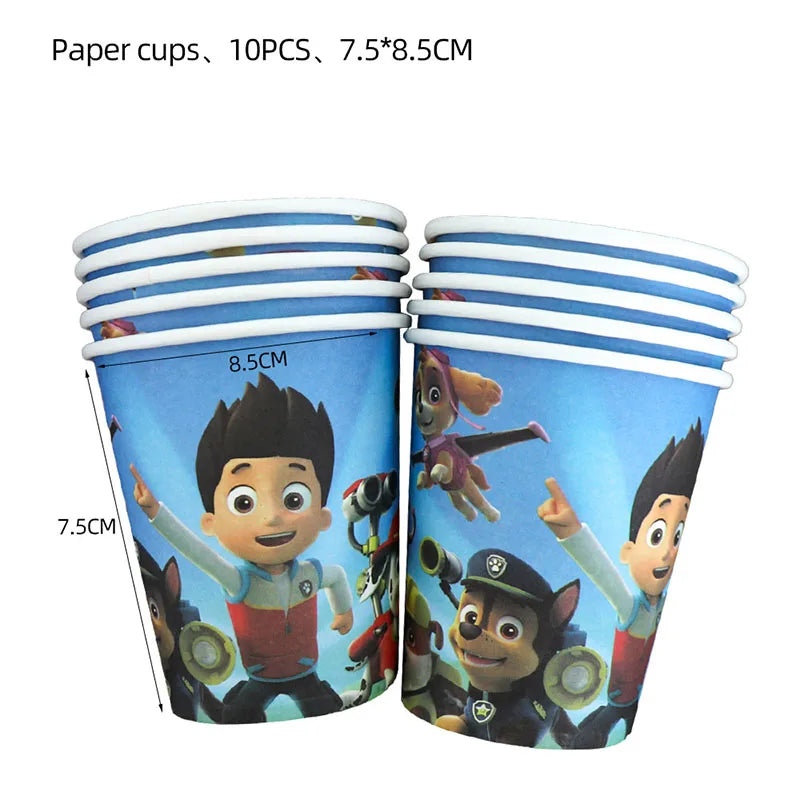 PAW Patrol Birthday Party Decoration Kids Toy Hat Gift Aluminum Foil Balloon Disposable Tableware New Banner Boy Event Supplies