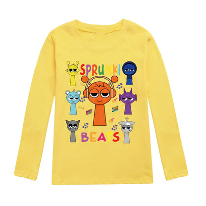 Sprunki Clothes Summer Kids Fashion Horror Game Incredibox Long Sleeve T-Shirt Boys Graphic Tee Baby Girls Tops Child Pullover