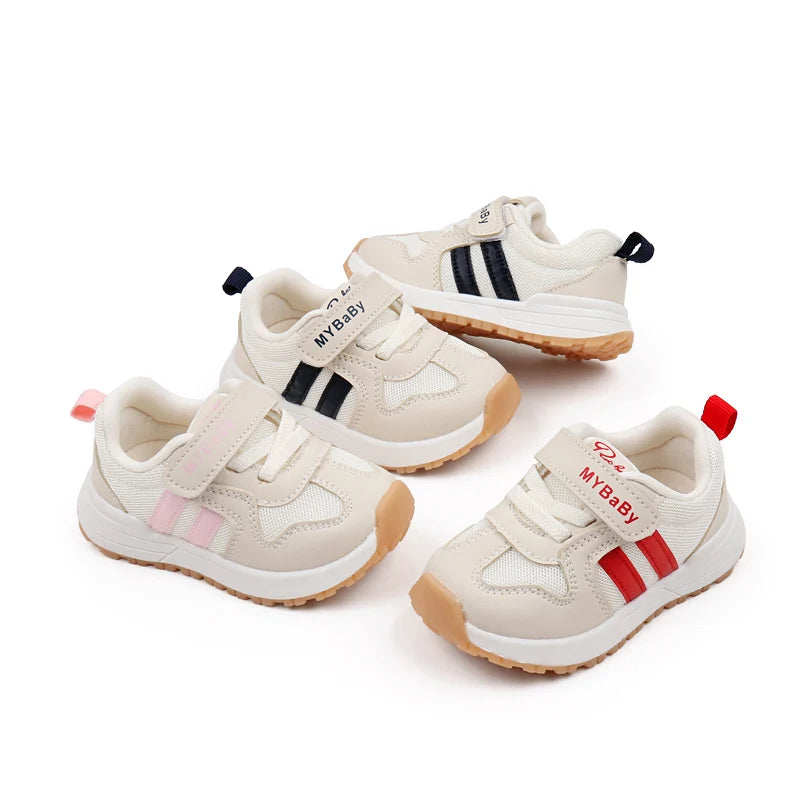 Spring and Autumn Children Sneakers Three Colors Rubber Soled Non-slip Fashion Design Baby Girls Boys Prewalker Shoes BM07