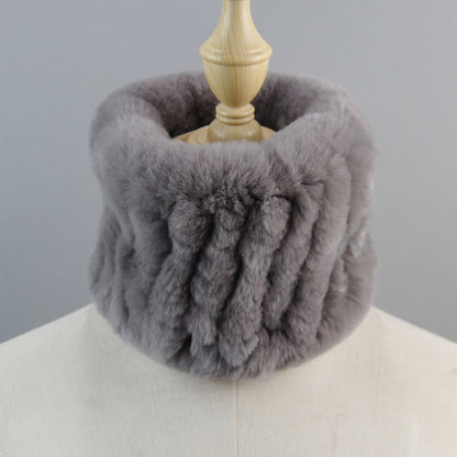 Good Elastic Rex Rabbit Fur Ring Scarves Winter Warm Women Genuine Rex Rabbit Fur Scarf Knitted Real Natural Fur Wraps Headbands