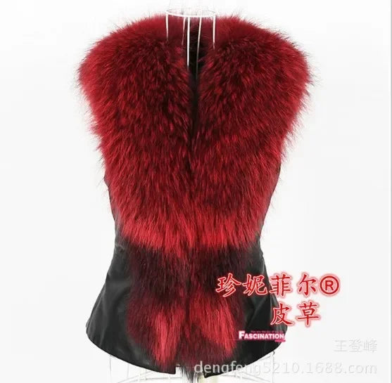 Women Leather Jacket Fur Collar Stitching Simulation Leather