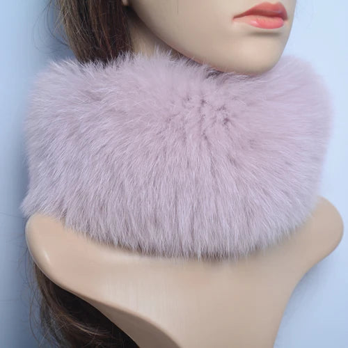 New Luxury Women Outdoor Fox Fur Ring Scarf Winter Good Elastic Knit Real Fox Fur Scarves Neck Warmer Natural Fur Headband Wrap