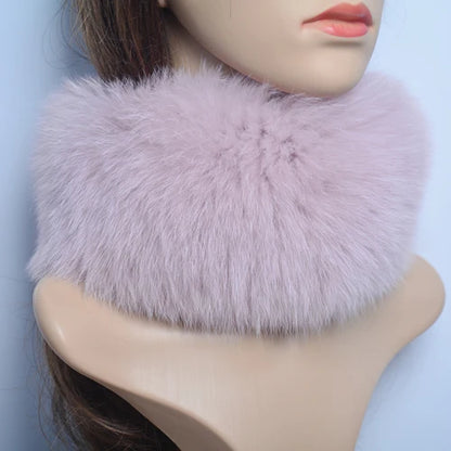 New Luxury Women Outdoor Fox Fur Ring Scarf Winter Good Elastic Knit Real Fox Fur Scarves Neck Warmer Natural Fur Headband Wrap