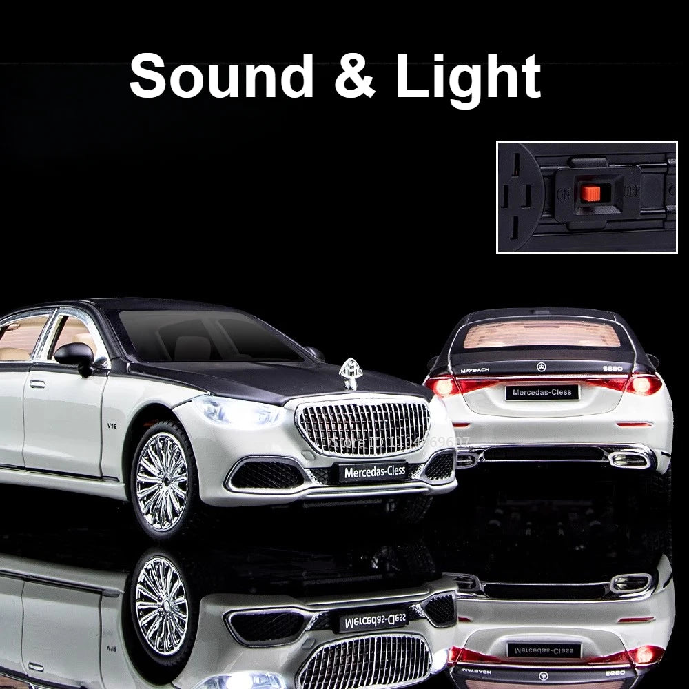 1:24 Maybach S680 Car Model Toy Doors Opened Sound Light Pull Back