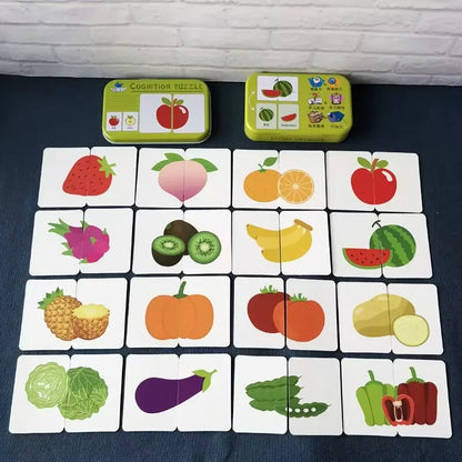 Montessori Toddler Puzzle Cards Toys For Kids 2 Years Jigsaw Matching Game Education Toys Cartoon Shape Cognitive Training Gift