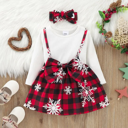 0-3 year old new baby autumn cute snowflake printed long sleeved plaid