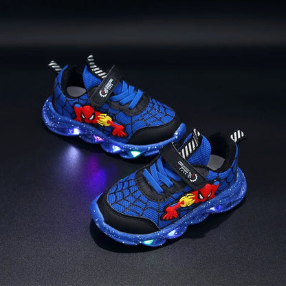 2024 New Spider-man Children's Shoes Boys Sneaker With Lights Spring Led Kids Boys Sports Children Shoes Casual