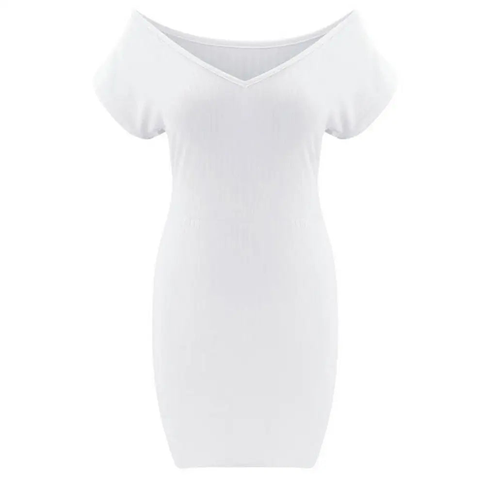 New Summer Women Dress Sexy V-Neck Club Dresses Vestidos Temperament Solid Color Slim Mini Party Dress платье женское