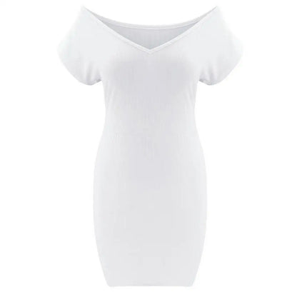 New Summer Women Dress Sexy V-Neck Club Dresses Vestidos Temperament Solid Color Slim Mini Party Dress платье женское