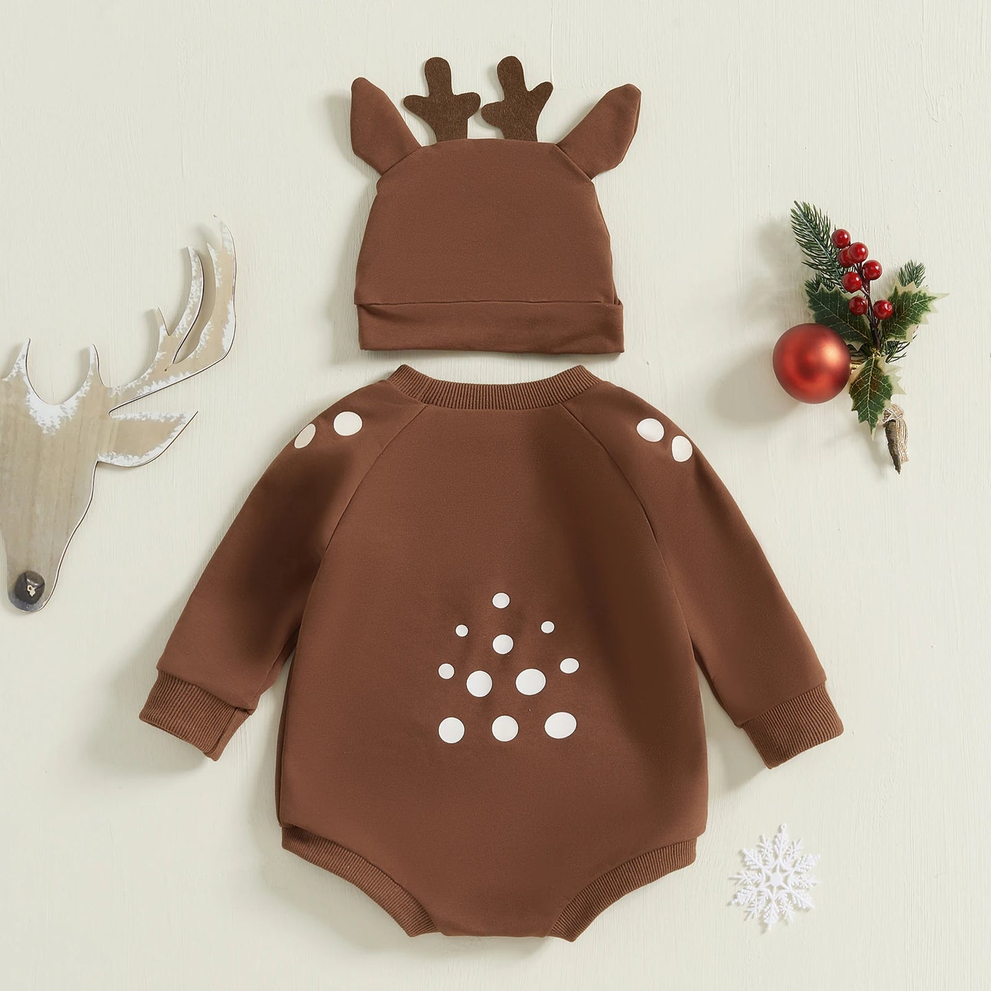 ma&baby 0-18M Christmas Newborn Infant Baby Boy Girl Romper Deer Costumes Cute Jumpsuit+ Hat  Long Sleeve Xmas Outfits