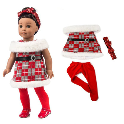 18 inch Girls Doll Winter Coat Dress Suit for 43cm Baby Doll Outfit Skirt