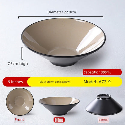Melamine Rain-Hat Shaped Bowl Commercial Ramen Bowl River Snail Rice Noodle Bowl Noodle Restaurant Dedicated Noodles with Soy Sauce Wonton Pig's Knuckle Rice Spicy Hot Large Bowl