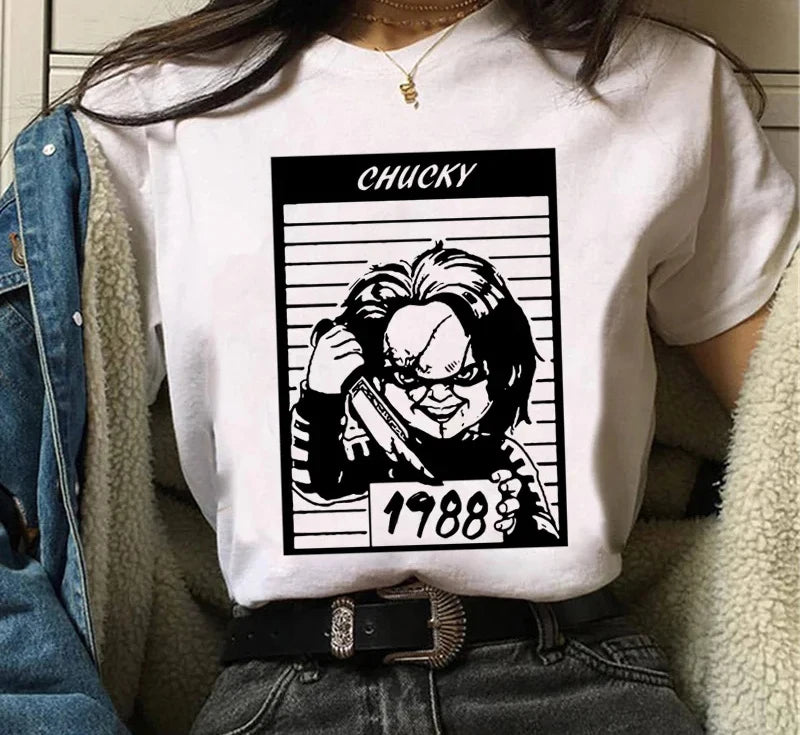 Chucky Graphic Printed T Shirt Chucky Streetwear Fashion Casual Crew Neck Short Sleeve Plus Size T Shirt Women