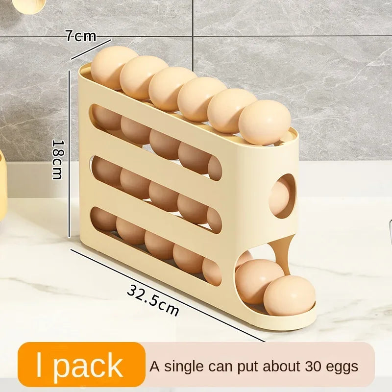 Transparent slide egg storage box 4-layer ladder egg box storage refrigerator side door large capacity automatic egg roller