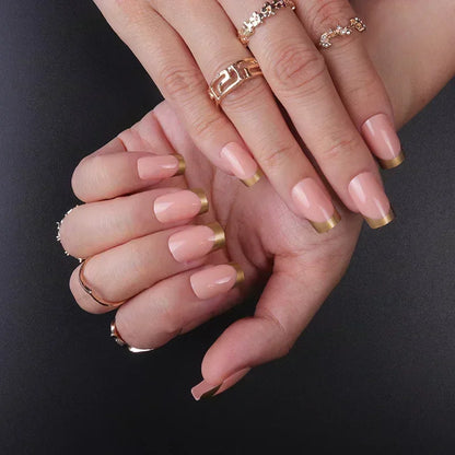 24pcs Black Short Ballet False Nails with Glue French Design Detachable Fake Nails Art Heart Full Cover Press on Nails Tips