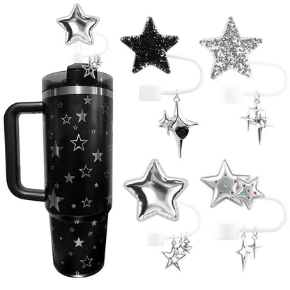 4pcs/set 30/40 Oz Tumbler Cup Silicone Straw Covers for Stanley Cute Heart Straw Cover Dust Proof Plugs Protector Straw Tips