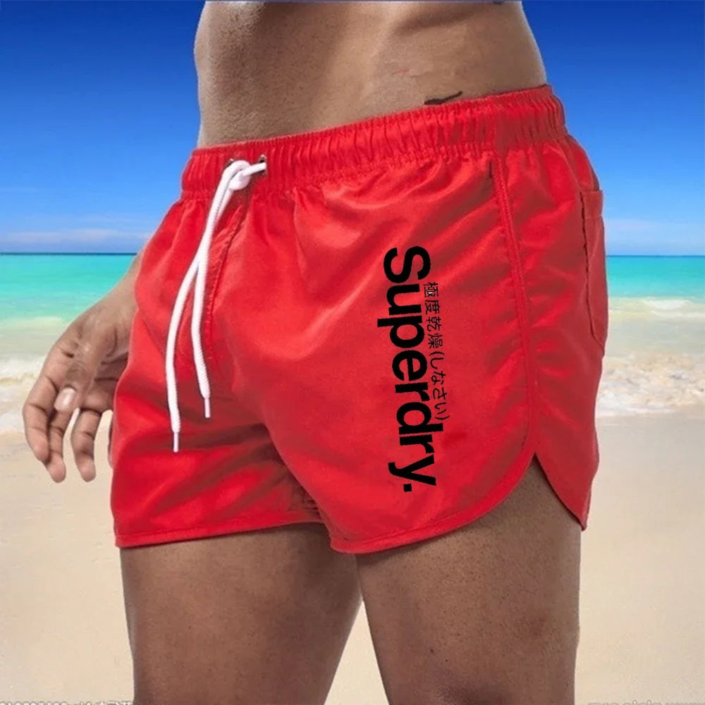 Summer Hot Selling Men's Beach Shorts Breathable Fast Drying Casual Fashionable Surfing Shorts 2024 Fitness Running Shorts