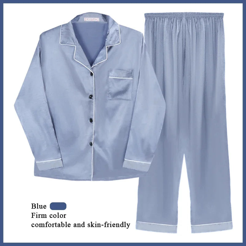 M-XXL On Sale Silk Satin Pajamas Suit Women Full Sleeve Lounge Homewear Clothes Loose Home Pyjamas Nightwear Clearance Sale