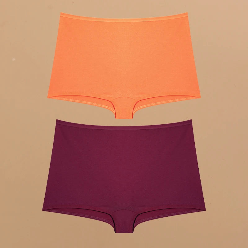 2pcs Women's Cotton Boxers Panties Female Seamless Sports Boyshorts Underwear Female Solid Soft Lingerie Safty Shorts XS-XL 2024