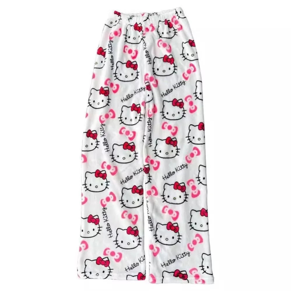 2025 New Hello Kitty Pajamas Pants Anime Women's Pajama Pants Cartoon Couple Home Sleepwear Trousers Leisure Home Clothing