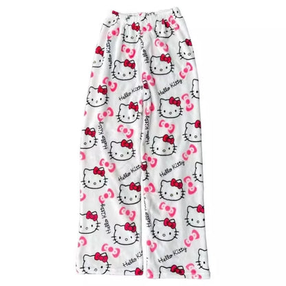 2025 New Hello Kitty Pajamas Pants Anime Women's Pajama Pants Cartoon Couple Home Sleepwear Trousers Leisure Home Clothing
