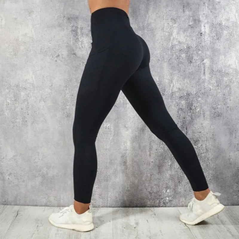 Yoga Fitness Women Leggings High Waist Tights with Pocket Gym Workout Running Stretchy