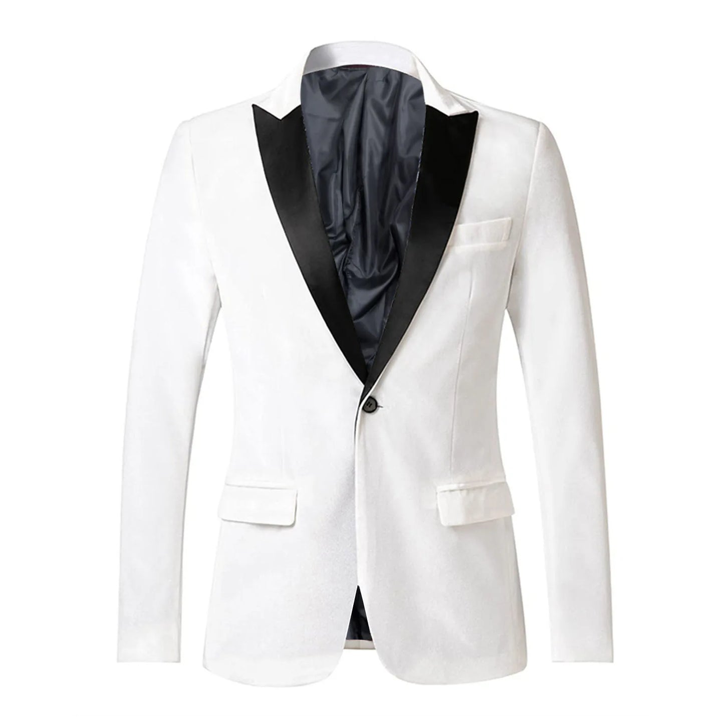 Spring Velvet Men Blazer Solid Color Temperament Suit Jacket Turndown Collar Long Sleeve Slim Fit Single Button Velvet Suit Coat